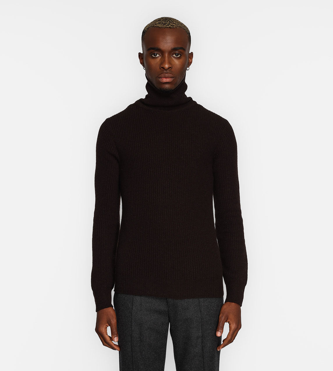 System - Basic Rib Turtleneck Dark Brown – WDLT117