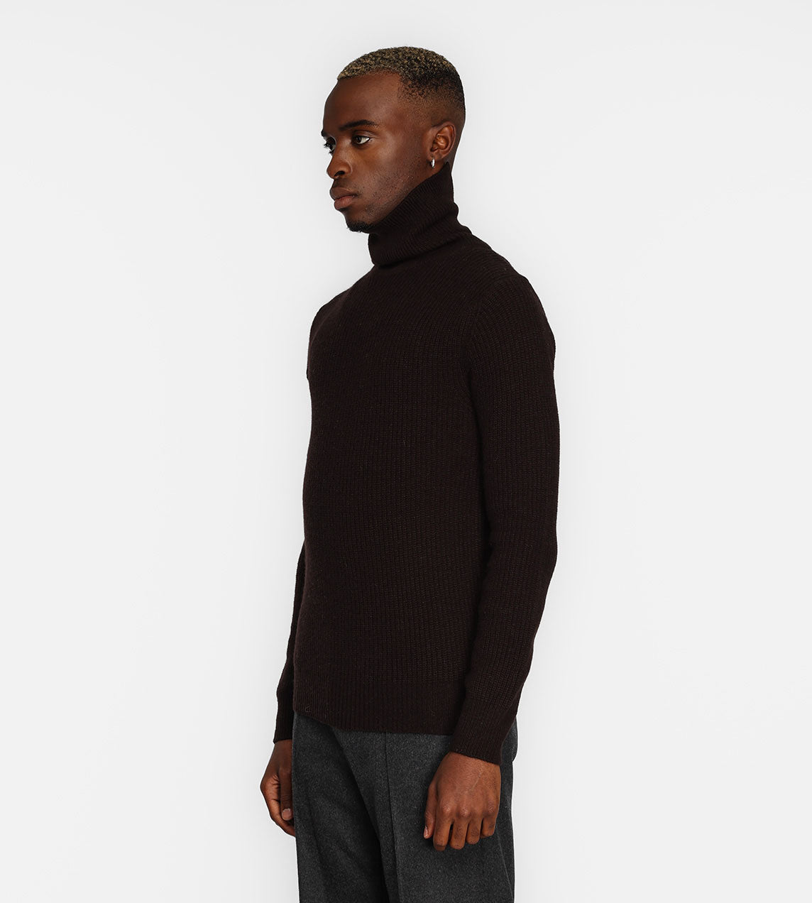 System - Basic Rib Turtleneck Dark Brown