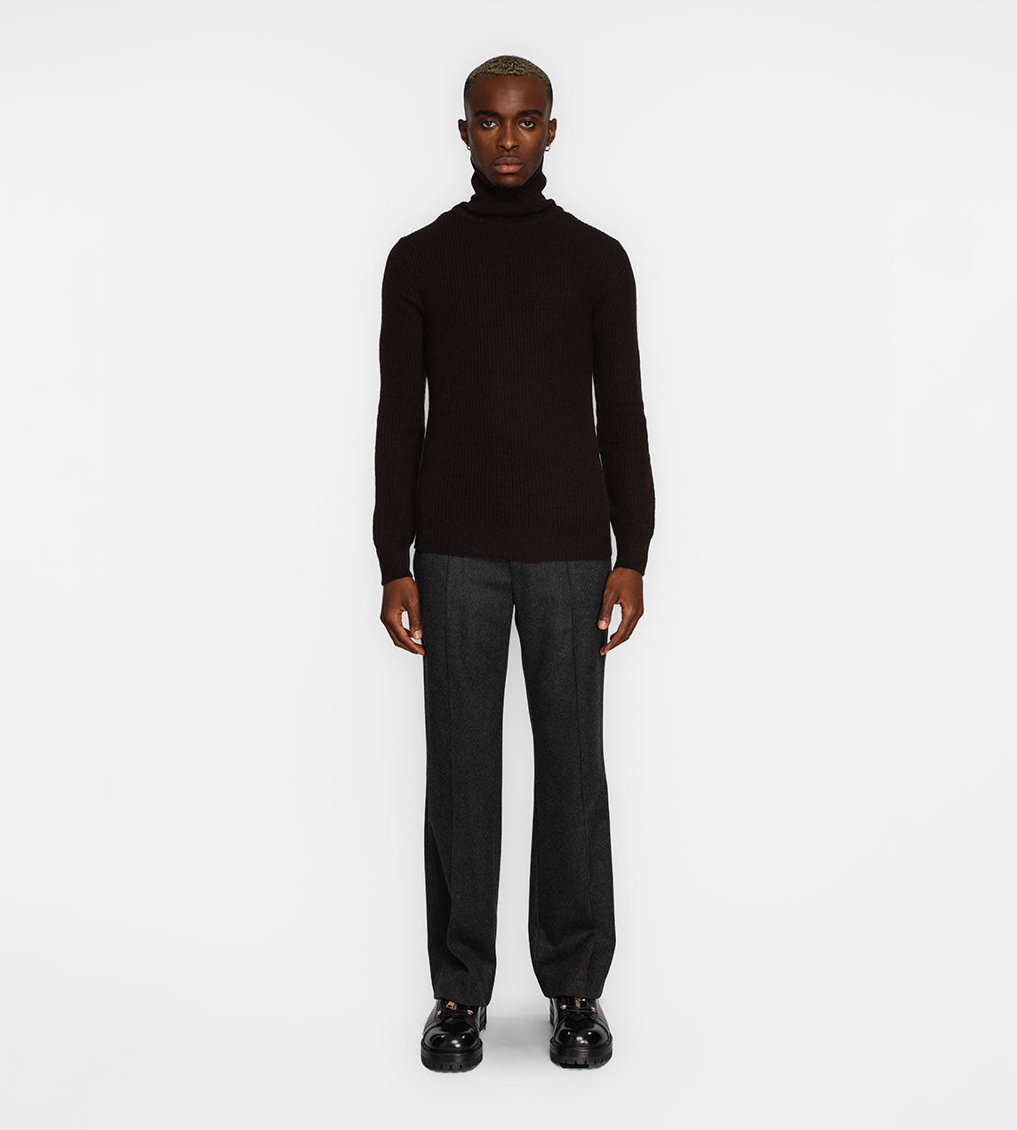 System - Basic Rib Turtleneck Dark Brown – WDLT117