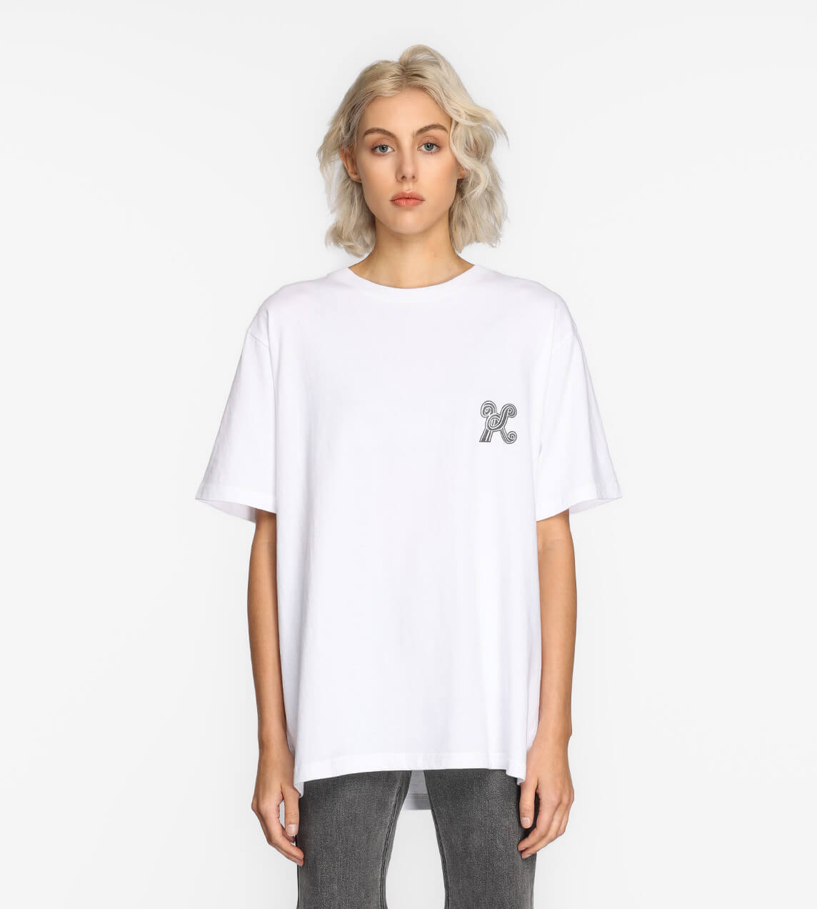 KIMHEKIM - 'Hair' Stamped Loose Fit T-shirt White