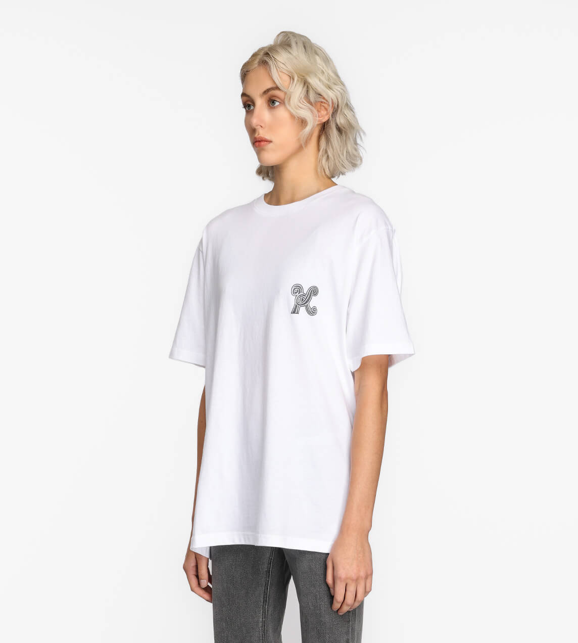 KIMHEKIM - 'Hair' Stamped Loose Fit T-shirt White