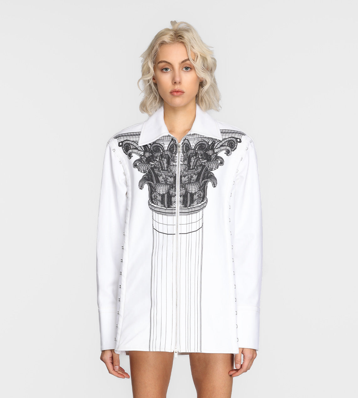 Dion Lee - Column Print Hook & Eye Jacket White XXS