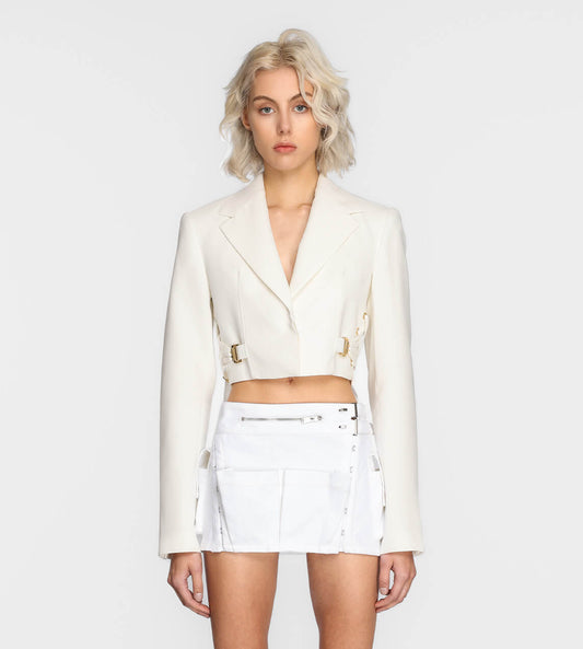 Dion Lee - Fan Lace Cropped Blazer Ivory