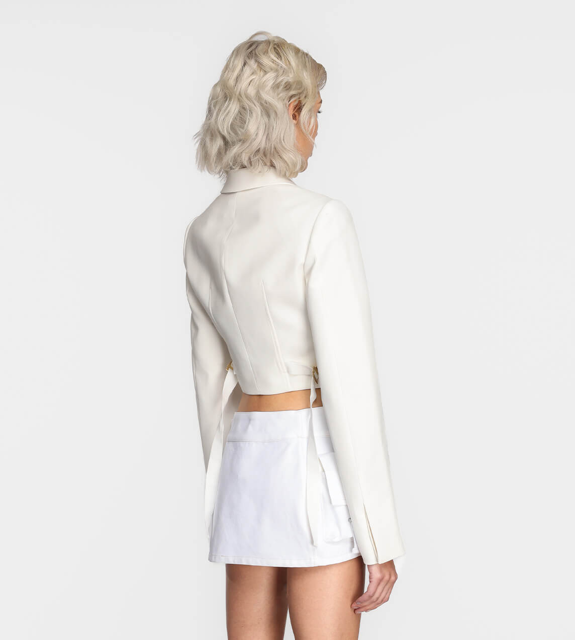 Dion Lee - Fan Lace Cropped Blazer Ivory