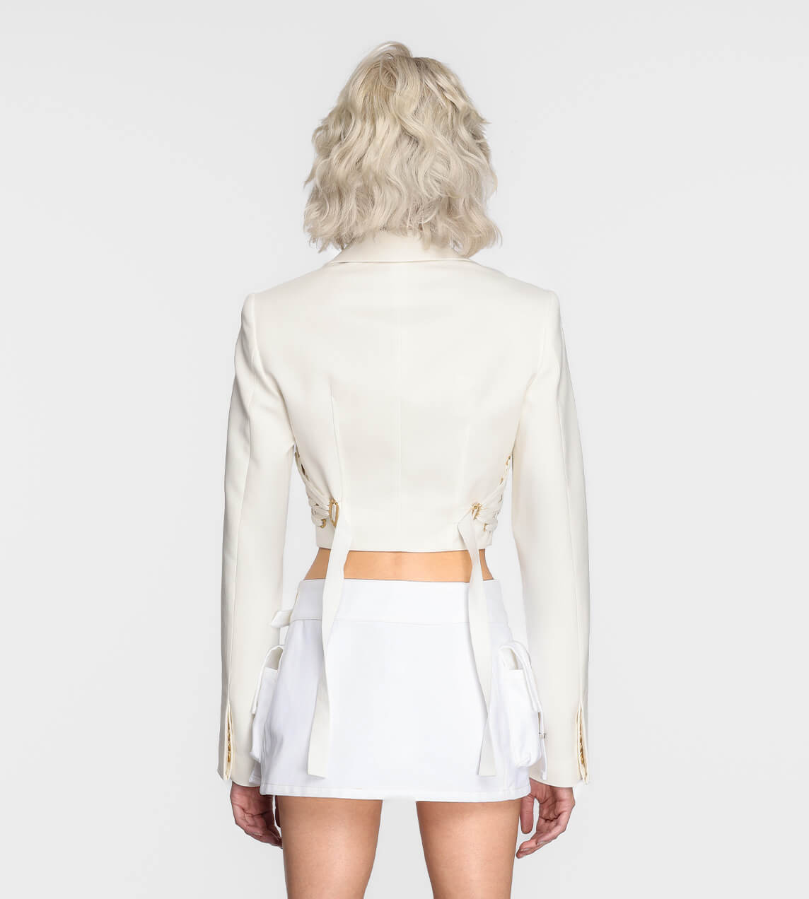 Dion Lee - Fan Lace Cropped Blazer Ivory