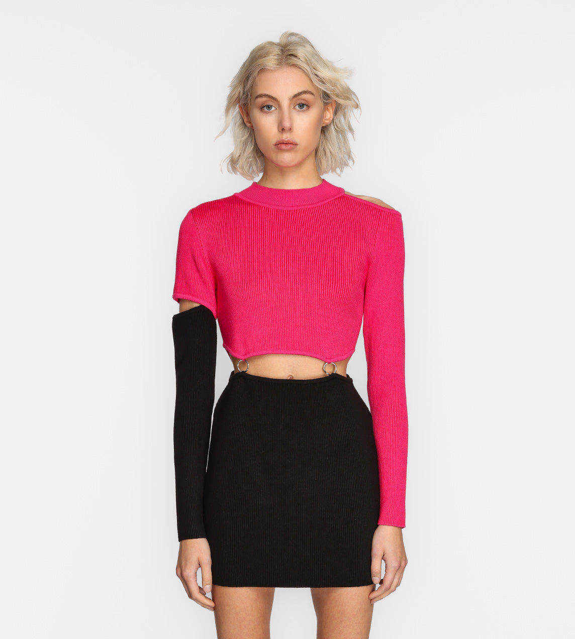 Andersson Bell - Buckle Back Knit Dress Pink/Black