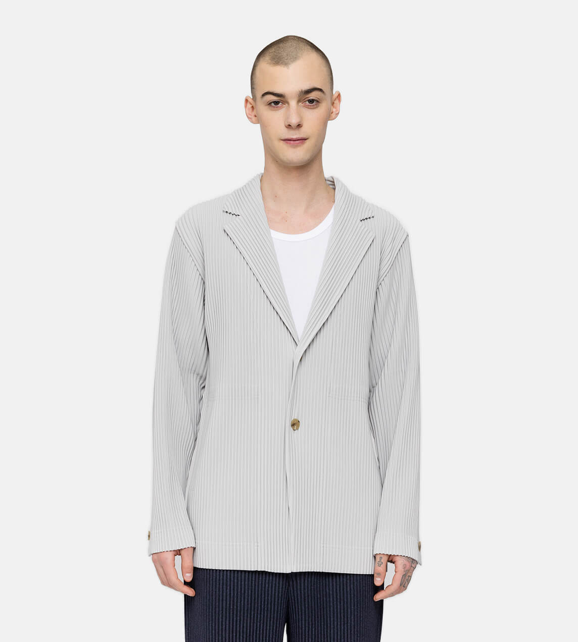 Homme Plisse Issey Miyake - Basic Plisse Blazer Light Grey