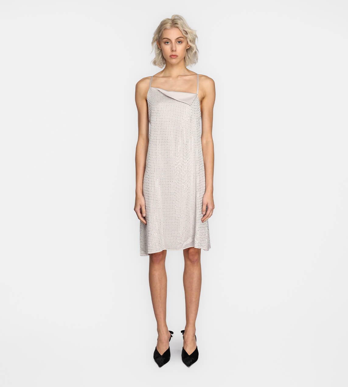 System - Sequin Slip Dress Pale Beige