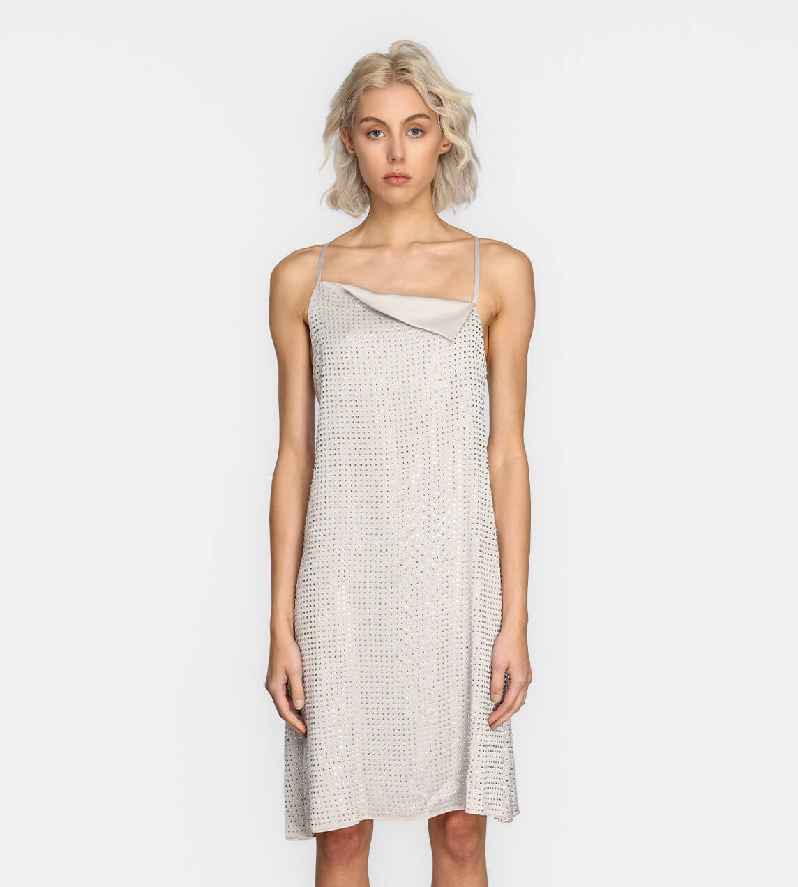 System - Sequin Slip Dress Pale Beige