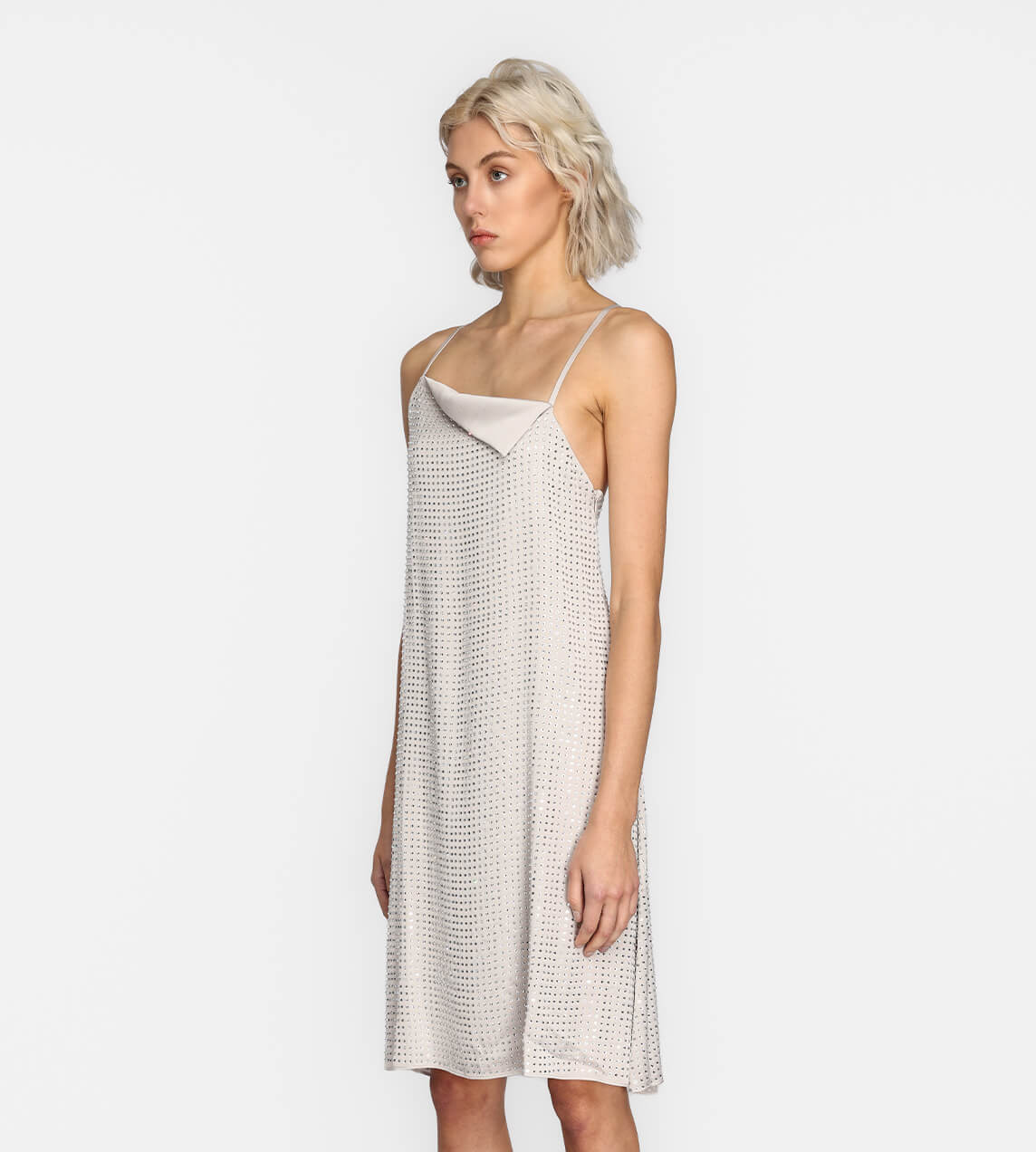 System - Sequin Slip Dress Pale Beige