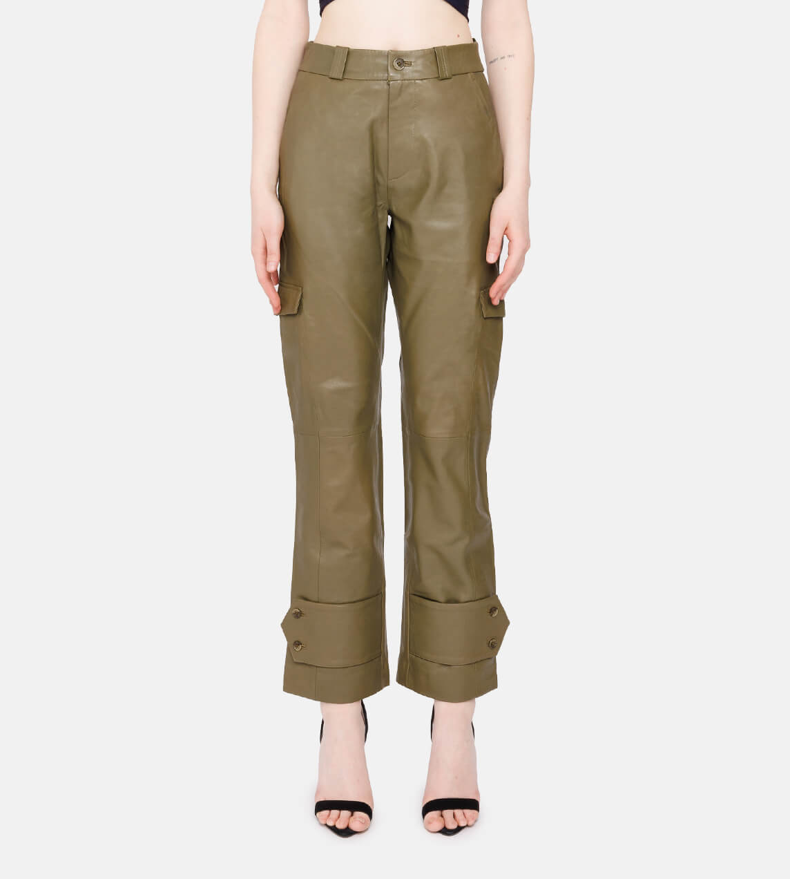 Holzweiler - Dunder Leather Trouser Moss Green