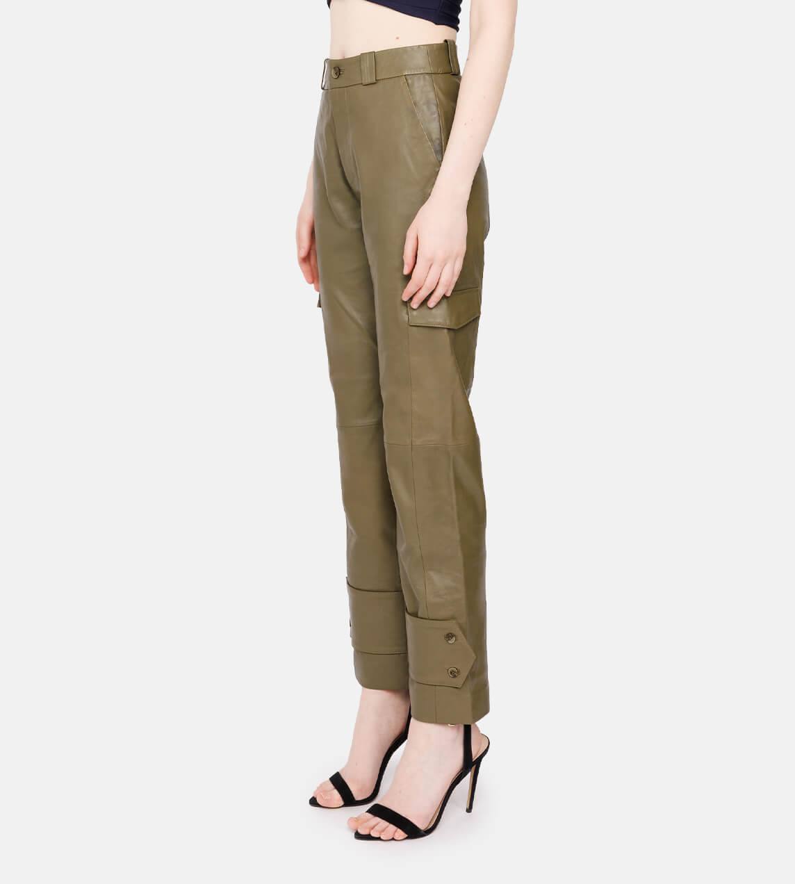 Holzweiler - Dunder Leather Trouser Moss Green