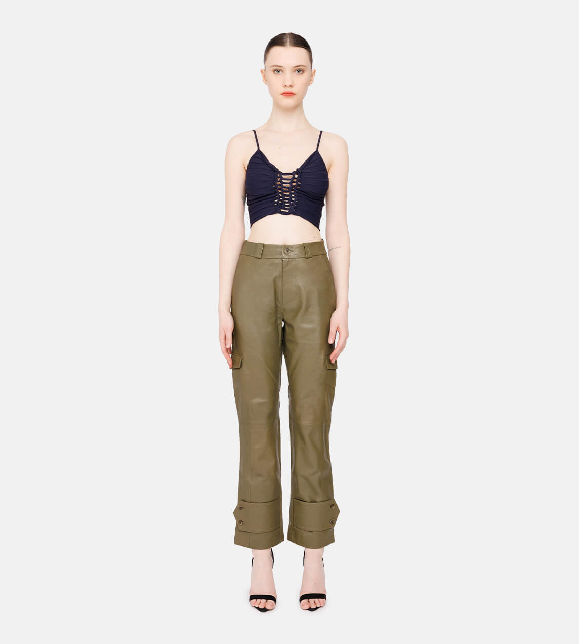 Holzweiler - Dunder Leather Trouser Moss Green