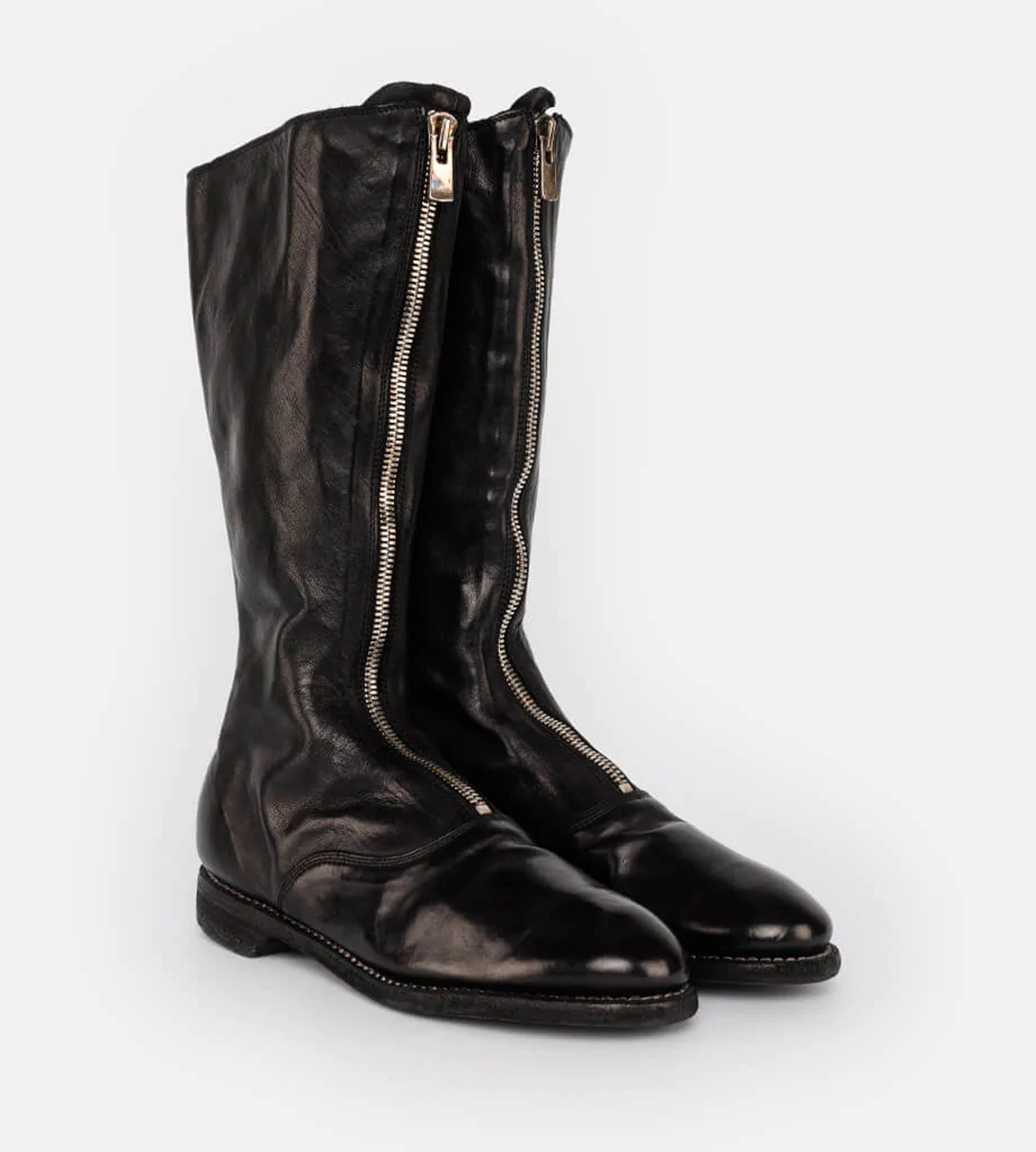 Guidi 410 Tall Front Zip Military Boot Black WDLT117