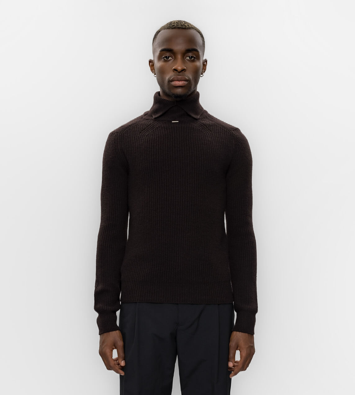 System - Basic Rib Turtleneck Dark Brown