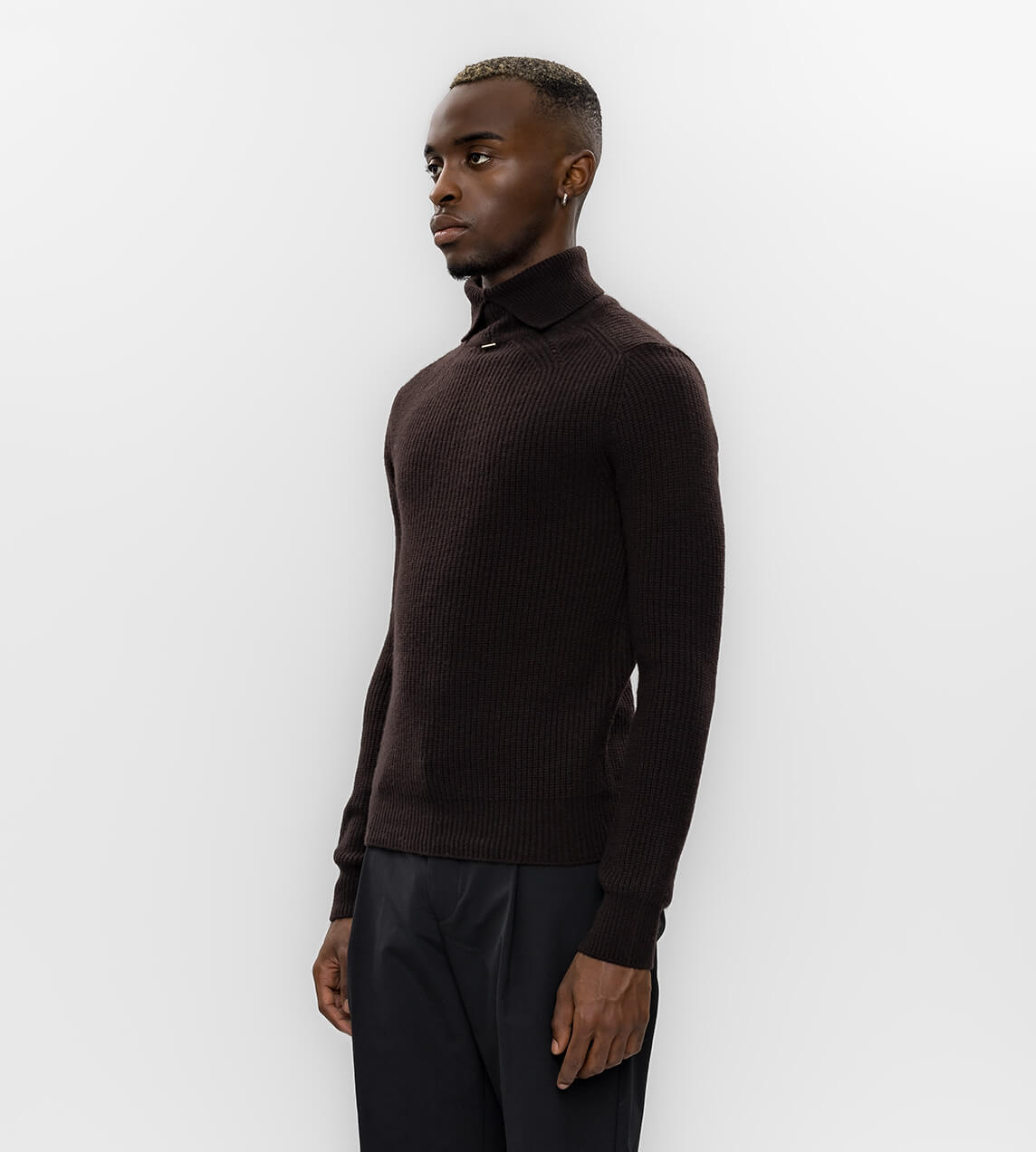 System - Basic Rib Turtleneck Dark Brown