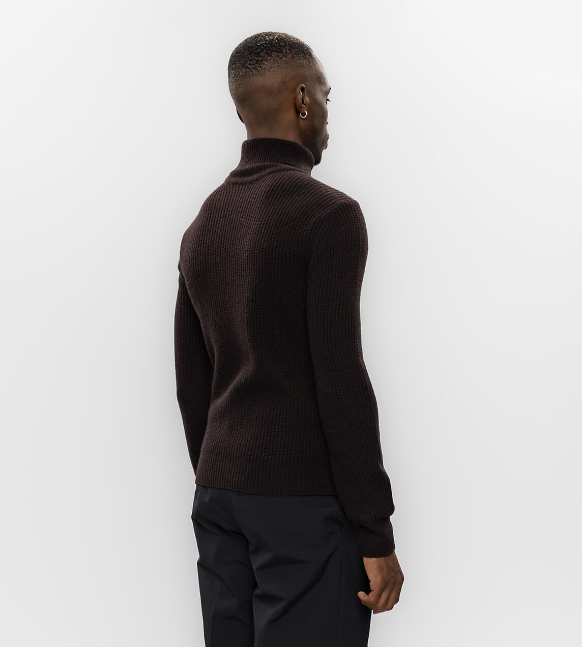 System - Basic Rib Turtleneck Dark Brown