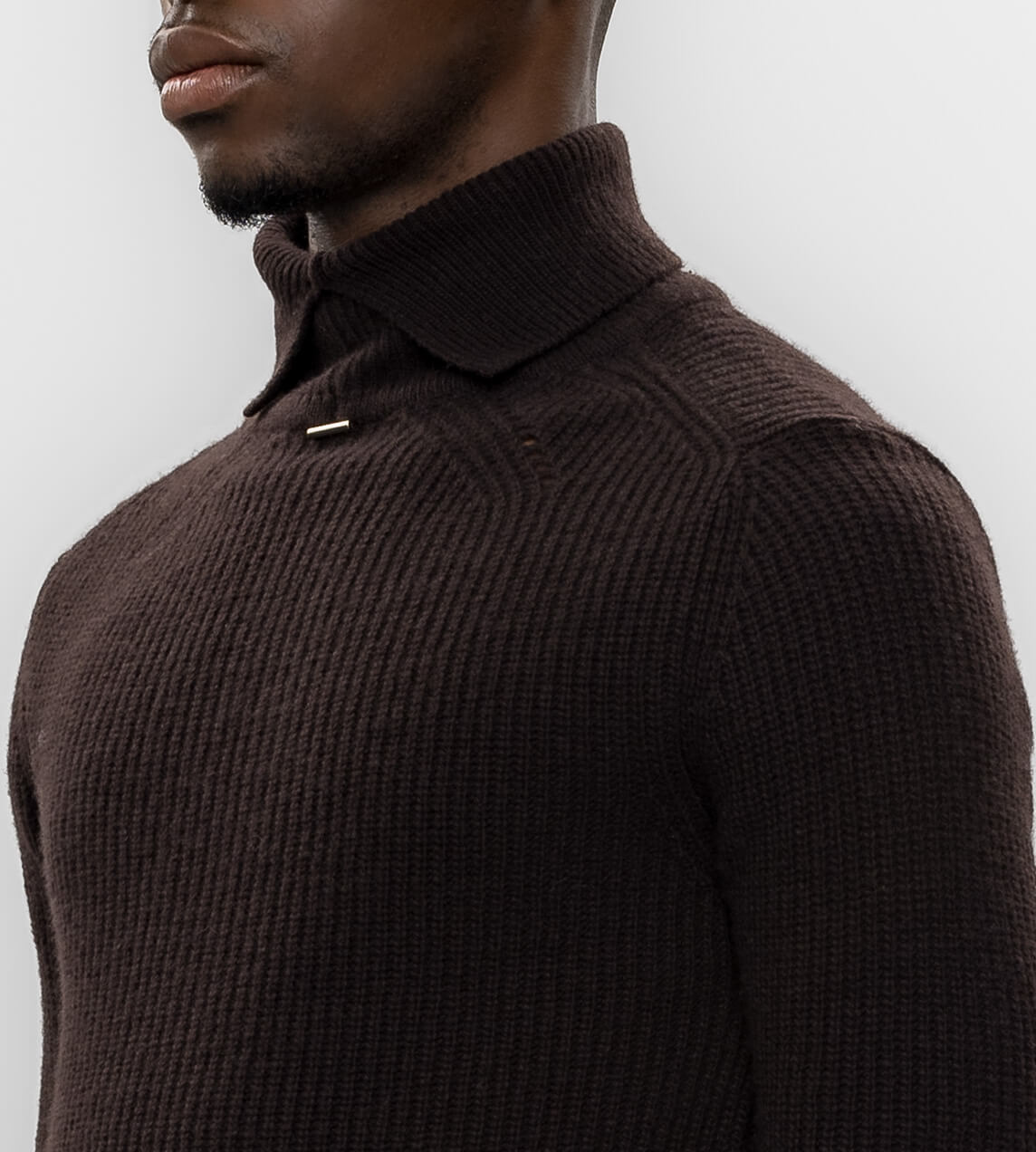 System - Basic Rib Turtleneck Dark Brown