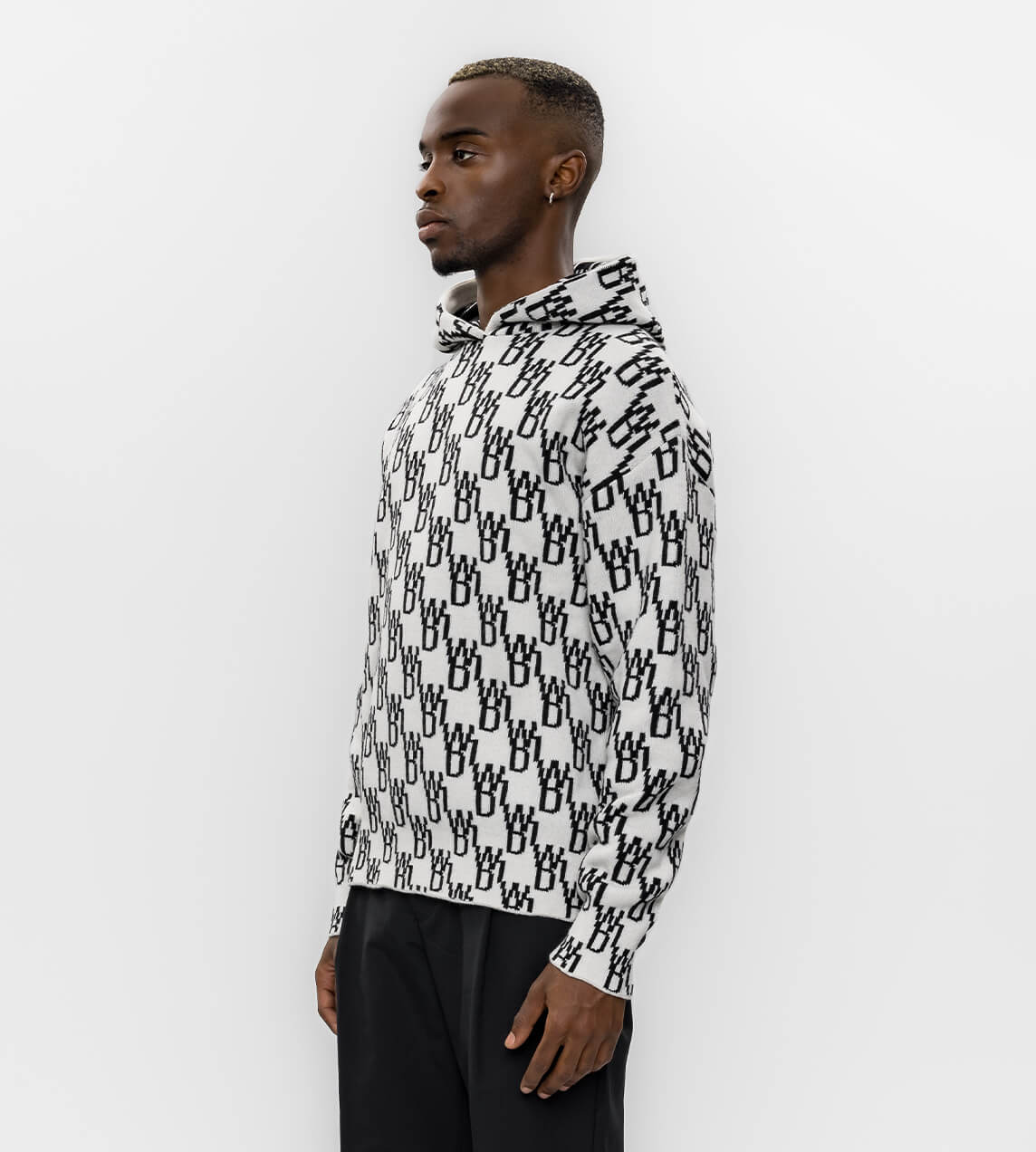 WE11DONE - WD1 Graphic Knit Hoodie Ivory