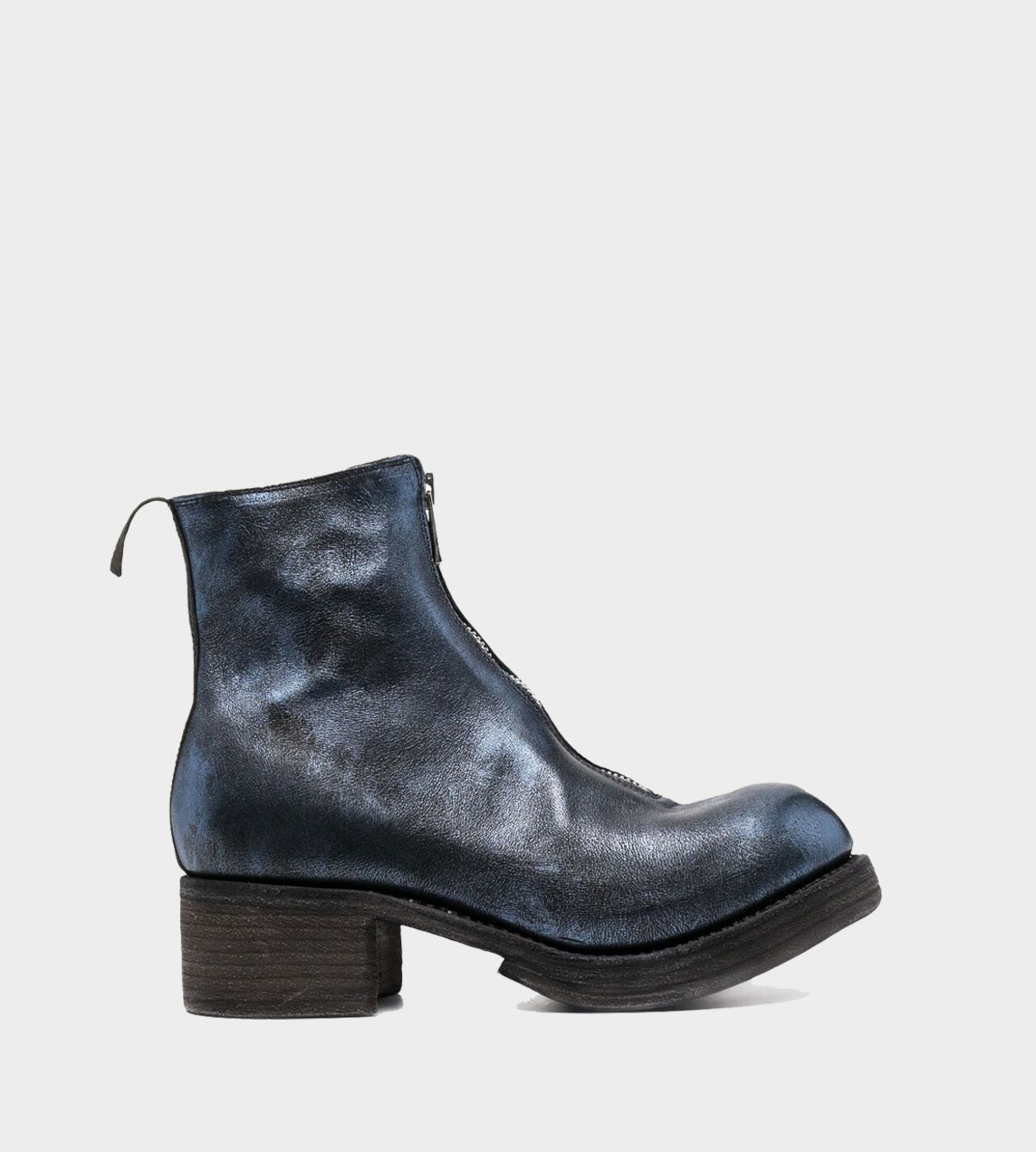 Guidi - PL1WZ Stacked Heel Front Zip Blue Foil