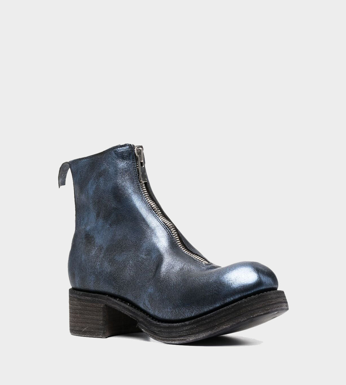 Guidi - PL1WZ Stacked Heel Front Zip Blue Foil