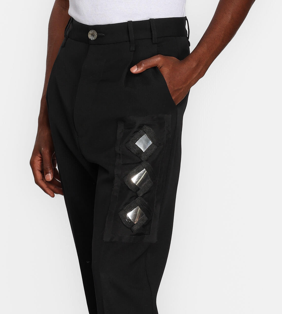 Song For The Mute - Mirror Pleated Tapered Pant Black