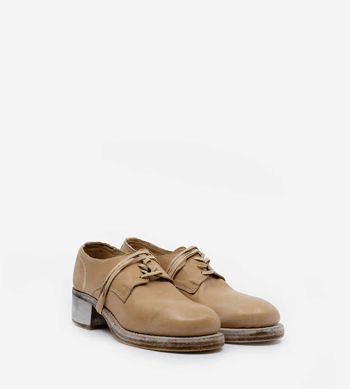 Guidi - 792ZI Metal Heel Lace up Loafer Beige