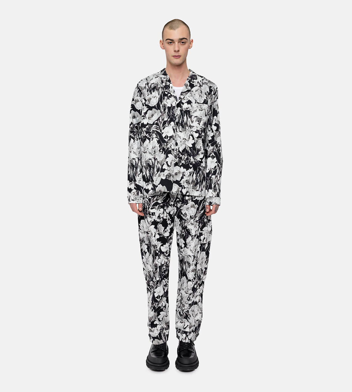 DAVI - Black White Floral Print Shirt