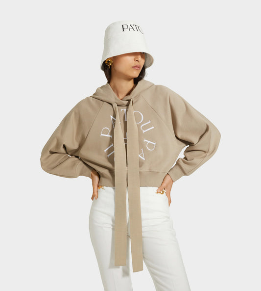 Patou - Cropped Logo Hoodie Parchment