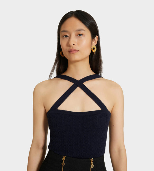 Patou - Cross Front Tank Top Black