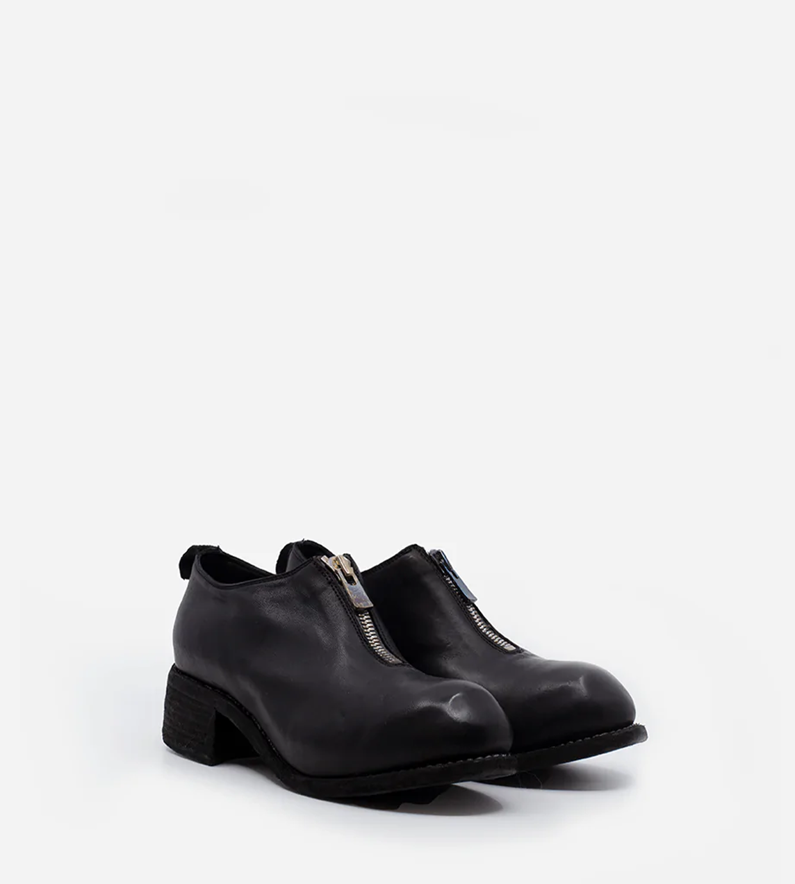 Guidi - PL0FZ Zip Front Low Shoes Black