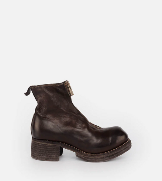 Guidi - PL1WZ Stacked Heel Front Zip Dk. Brown