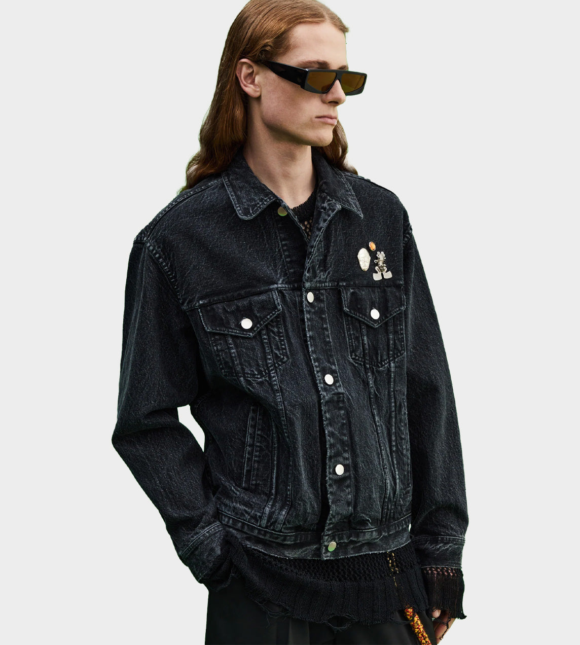 Song For The Mute - Oversized Denim Worker Jacket Black