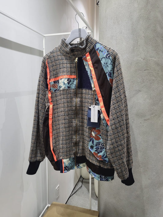 Kolor - Wool Check Patchwork Bomber