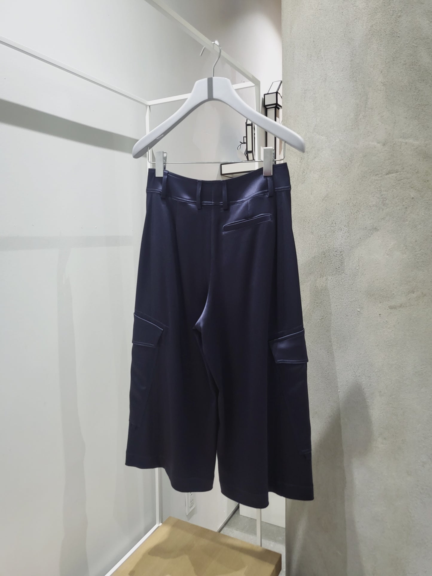 Sies Marjan - Sidney Crinkled Satin Elongated Short Navy