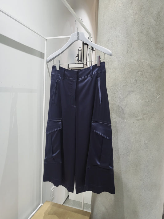 Sies Marjan - Sidney Crinkled Satin Elongated Short Navy