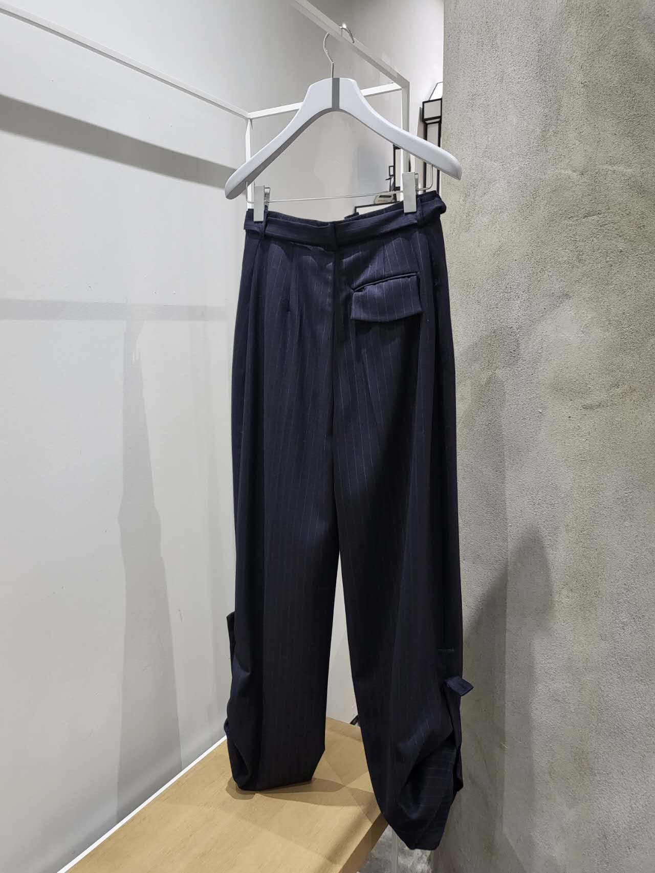 DELADA - Unisex Wide Leg Trousers Stripe Navy