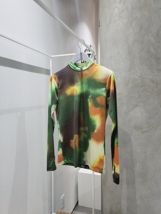 PRONOUNCE - Tri-Colour Print Turtleneck Green