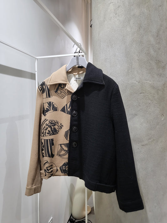 PRONOUNCE - Print Half Half Jacket Camel/Black