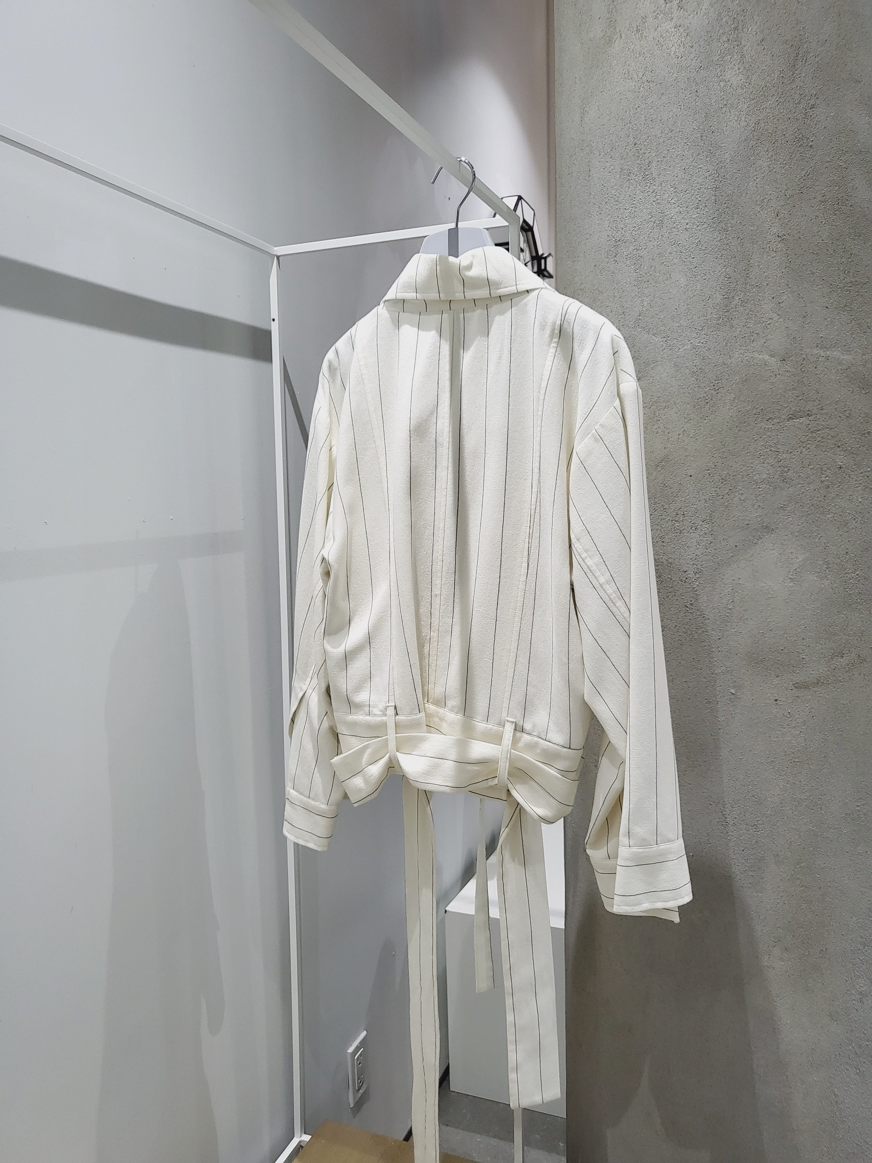 Daniel Gregory Natale - Pinstripe Double Breast Funnel Neck Jacket