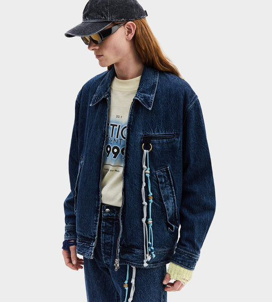 Song For The Mute - Washed Denim Coach Jacket Indigo